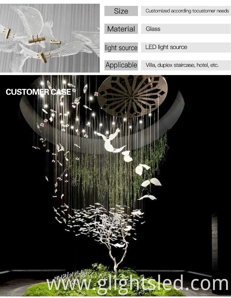 Nordic style hotel decorative lighting crystal stainless steel birdcage pendant light